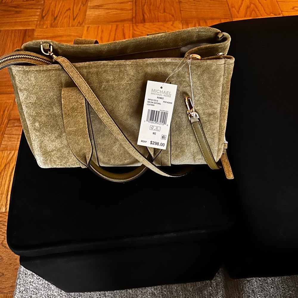 Michael Kors Green Suede Shoulder Bag